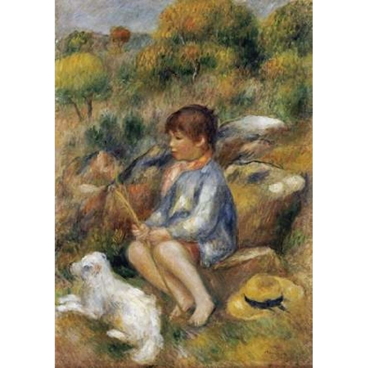 Young Boy By a Brook Poster Print by Pierre-Auguste Renoir Image 1