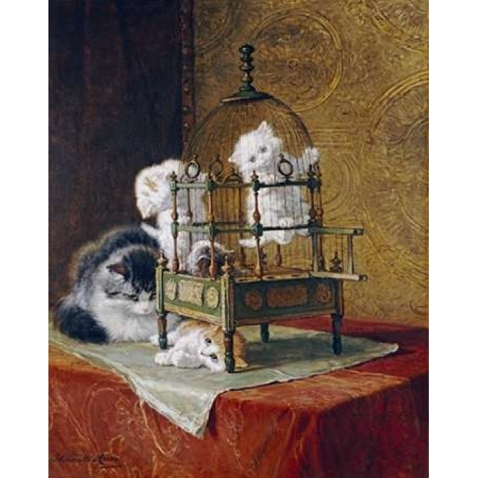 Caged Kittens Poster Print by Henriette Ronner-Knip Image 1