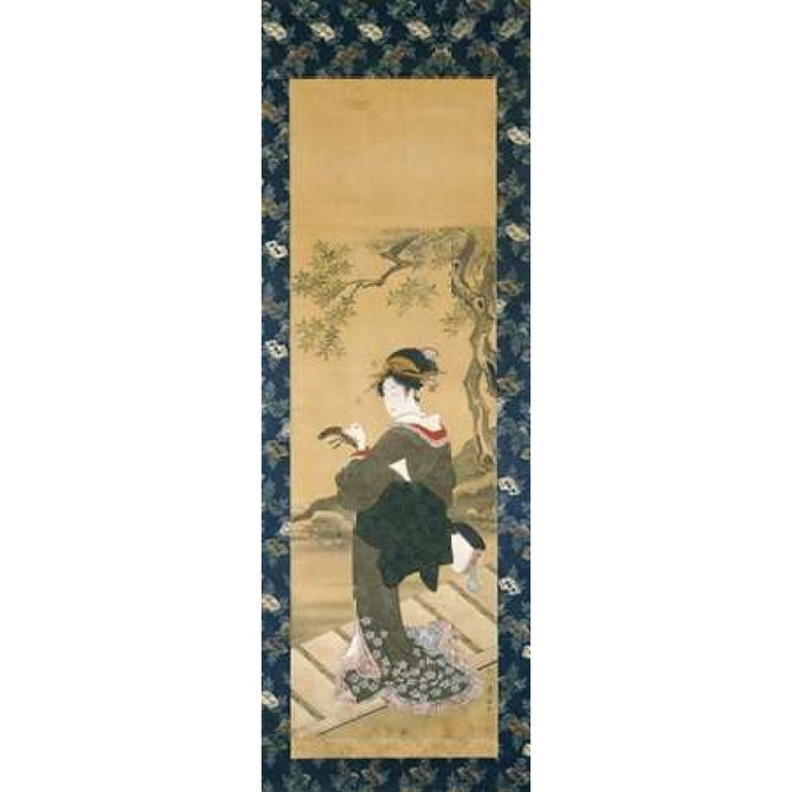 Portrait of a Woman Tuning Her Shamisen On a Veranda Poster Print by Utagawa Toyokuni Image 2