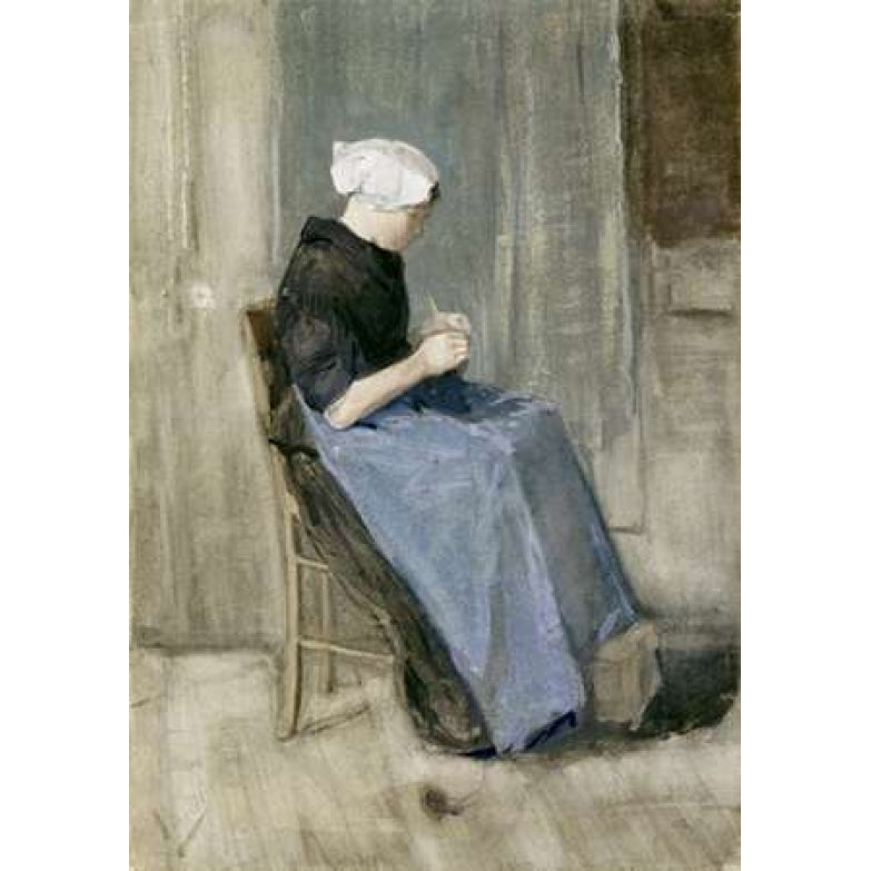 A Young Scheveningen Woman Knitting Poster Print by Vincent Van Gogh Image 2