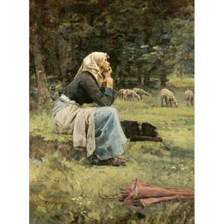 A Young Shepherdess Poster Print by Pierre Billet Image 1