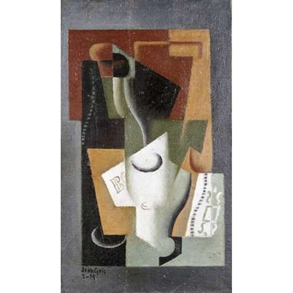 Glass and Bottle Poster Print by Juan Gris Image 1