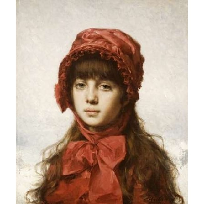 The Red Bonnet Poster Print by Alexei Alexeiewitsch Harlamoff Image 1