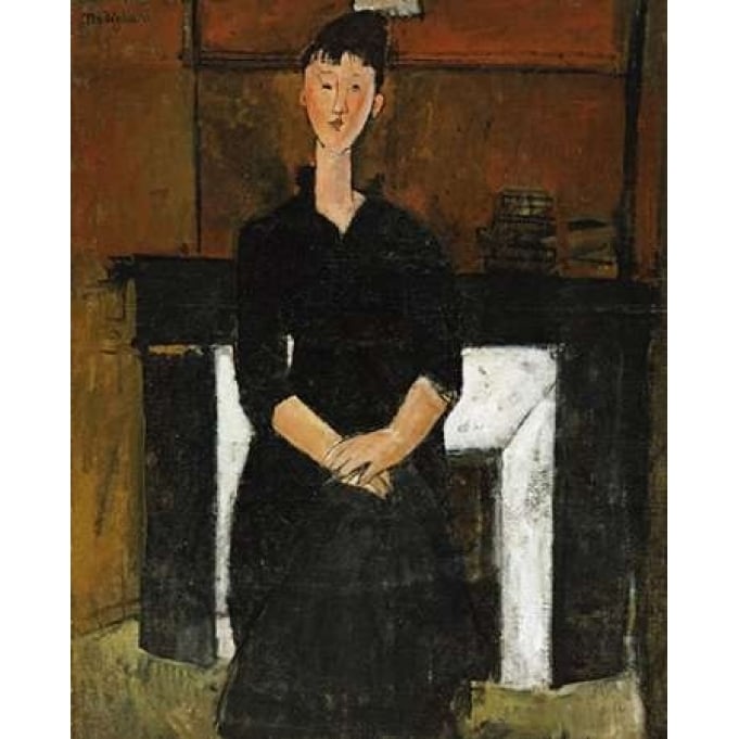 Woman Sat By a Fireplace Poster Print by Amedeo Modigliani Image 1