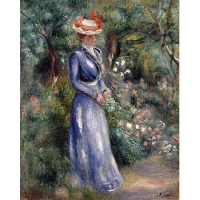 Woman In a Blue Dress Poster Print by Pierre-Auguste Renoir Image 1