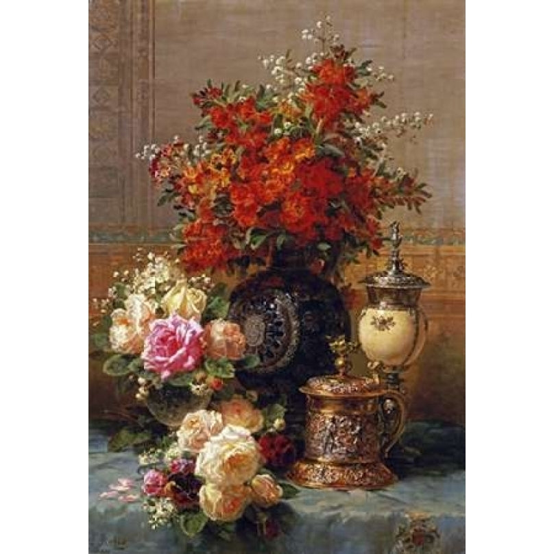 Still Life of Roses and Other Flowers Poster Print by Jean-Baptiste Robie Image 2