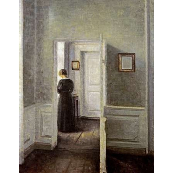 An Interior With a Woman Poster Print by Vilhelm Hammershoi Image 1