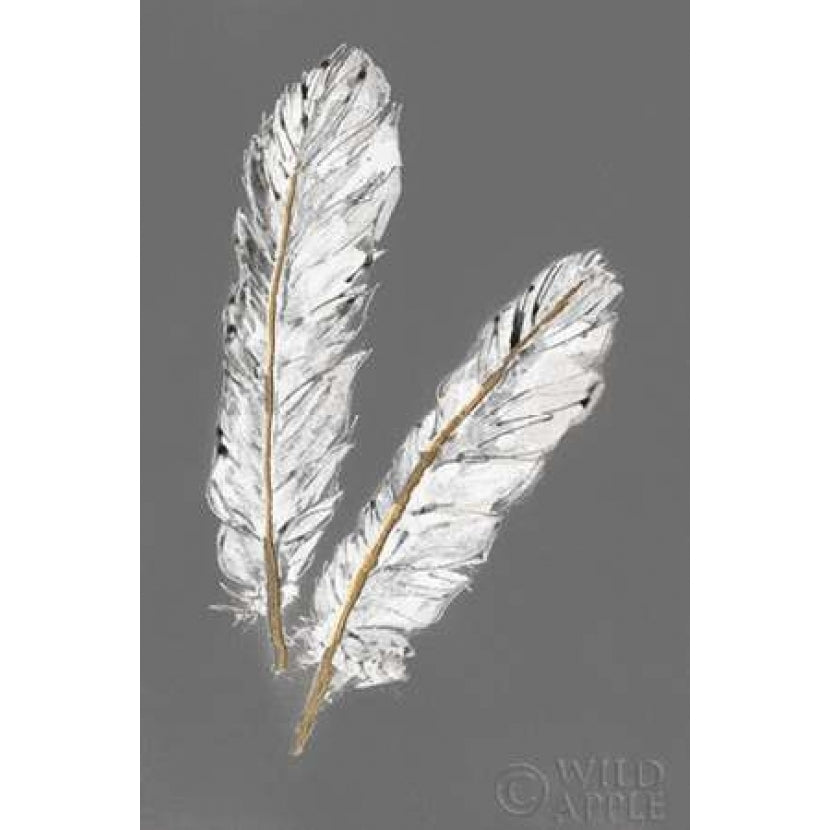 Gold Feathers IV on Grey Poster Print by Chris Paschke Image 1