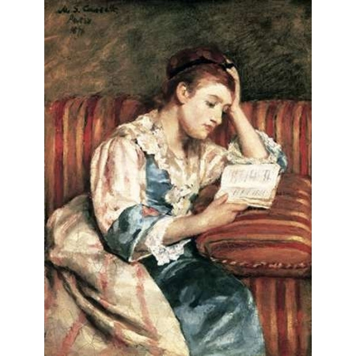 Young Woman Reading Poster Print by Mary Cassatt Image 1