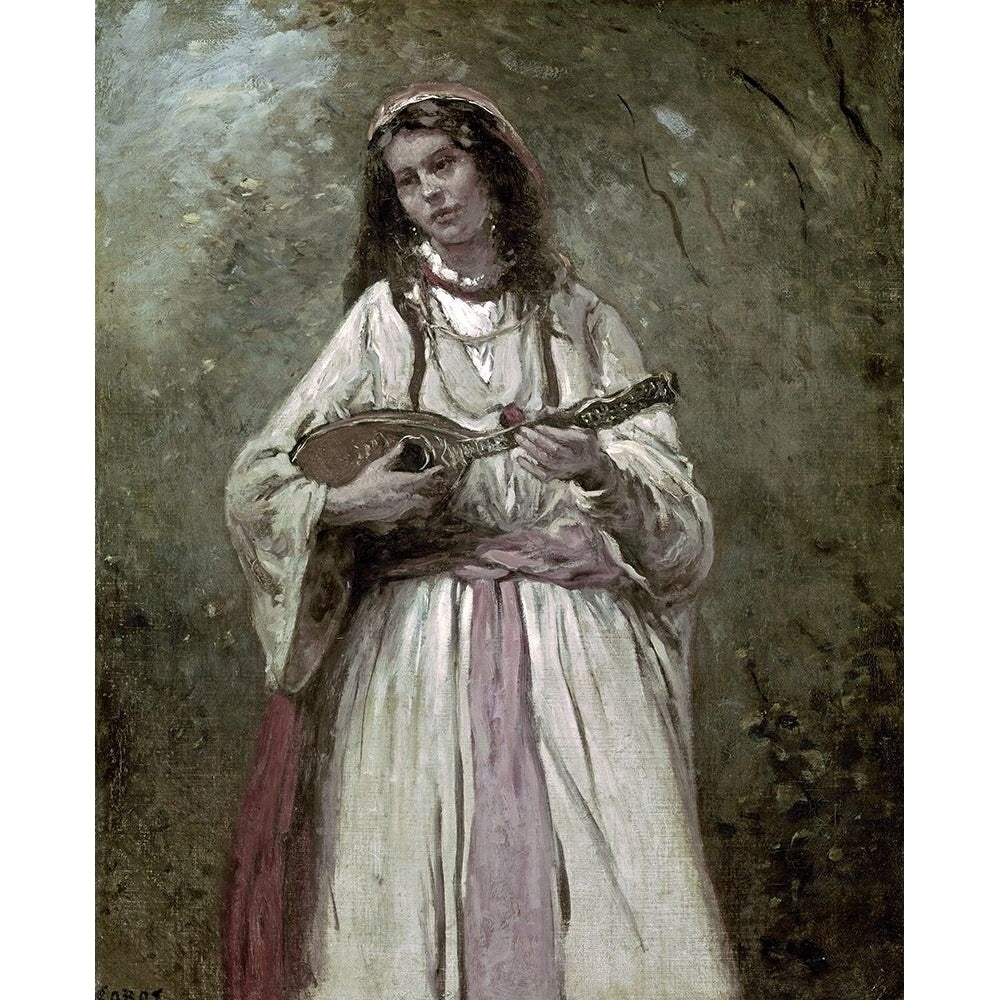 Gypsy Girl With Mandolin Poster Print by Jean-Baptiste-Camille Corot Image 1