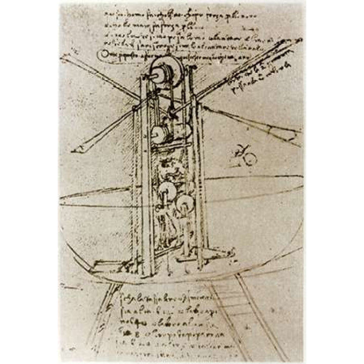 Drawing of a Flying Machine Poster Print by Leonardo Da Vinci Image 1