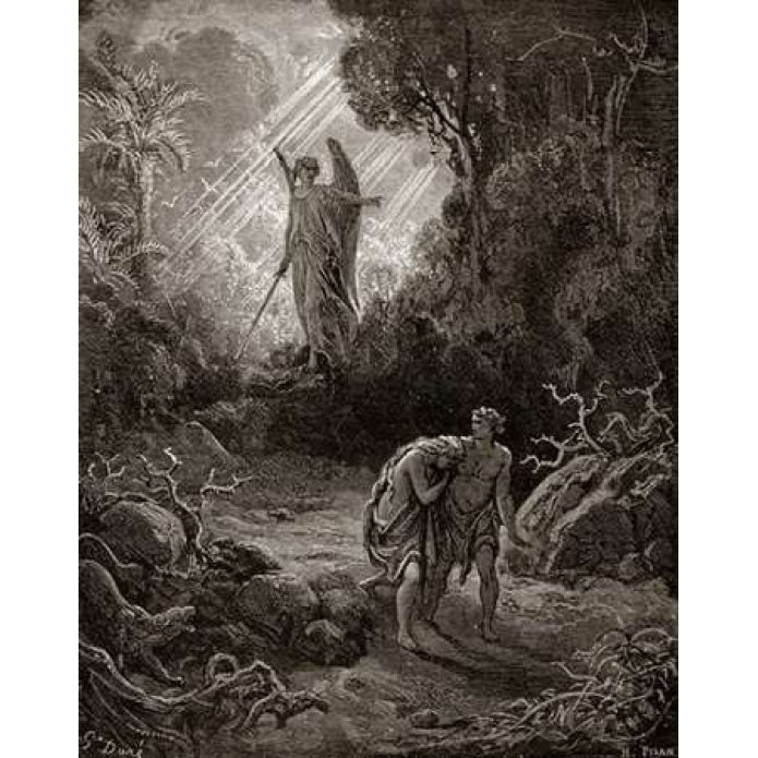 Adam and Eve - The Expulsion From The Garden - from Miltons Paradise Lost Poster Print by Gustave Dore Image 2