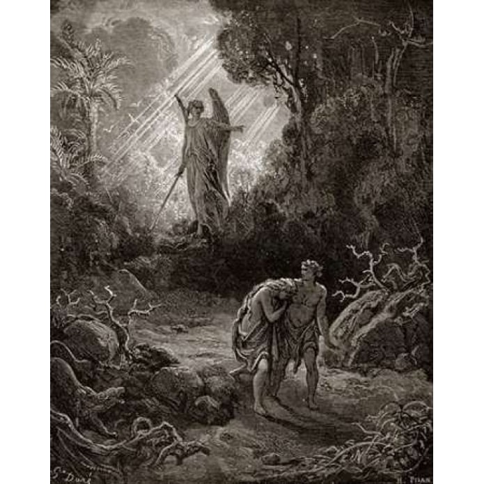 Adam and Eve - The Expulsion From The Garden - from Miltons Paradise Lost Poster Print by Gustave Dore Image 1