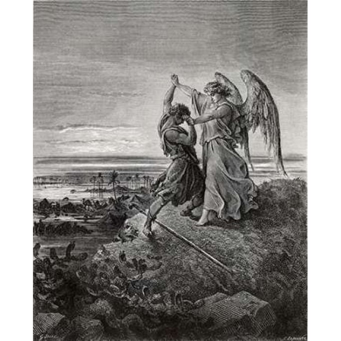 Jacob Wrestling With The Angel Poster Print by Gustave Dore Image 1