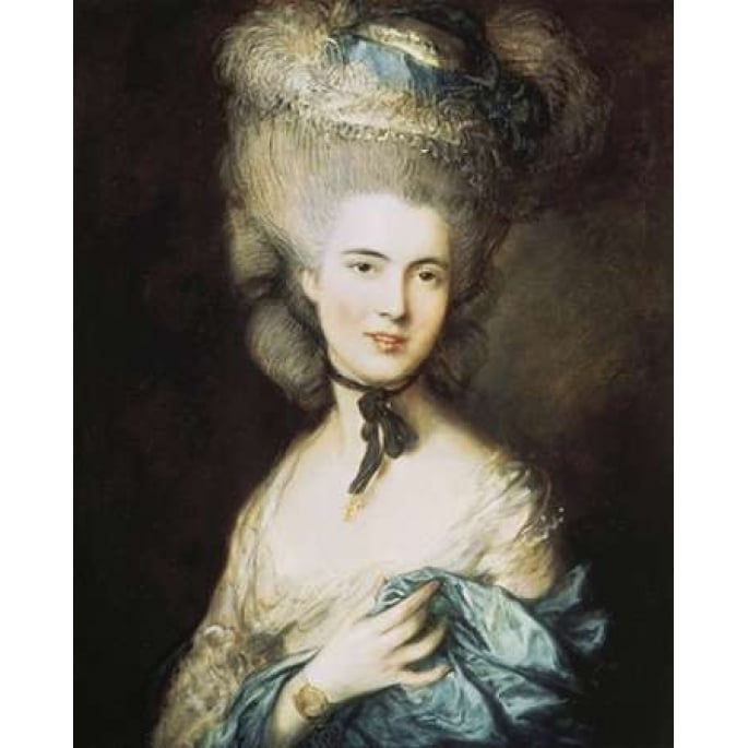 A Woman In Blue Portrait of The Duchess of Beaufort Poster Print by Thomas Gainsborough Image 1