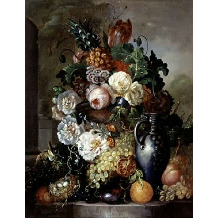 Still Life of Fruit and Flowers Poster Print by Francois Joseph Hyugens Image 2