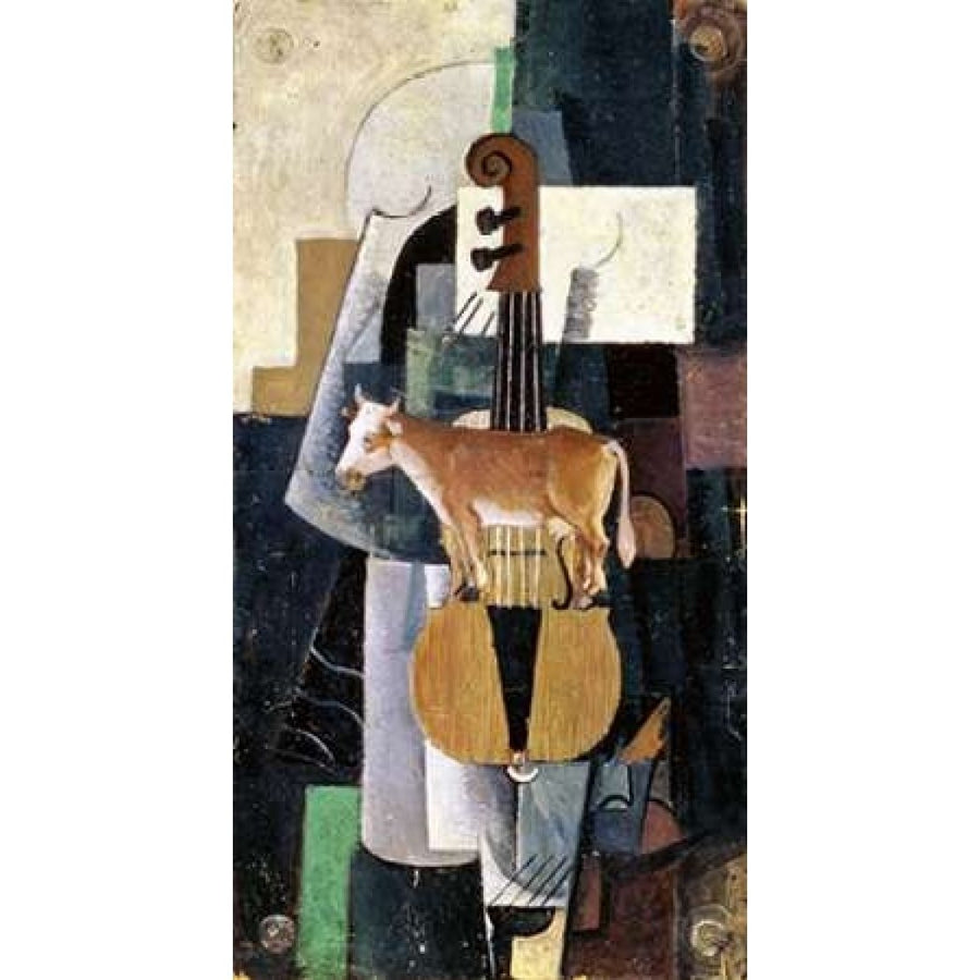 Cow and Violin 1913 Poster Print by Kazimir Malevich Image 1