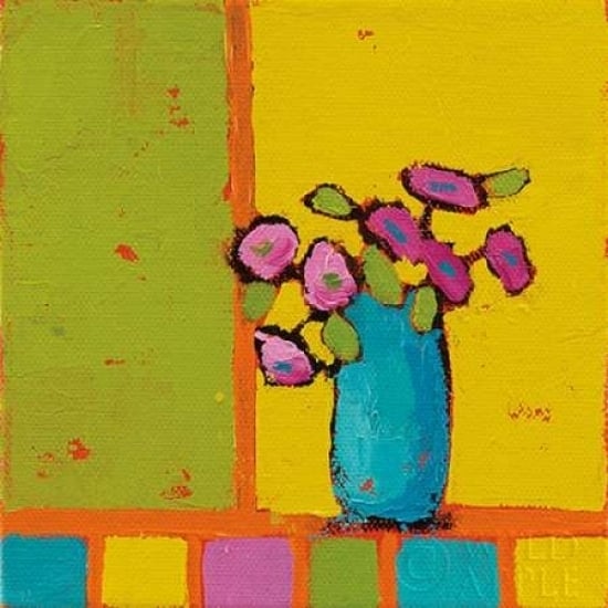 Turquoise Vase Bright Poster Print by Phyllis Adams Image 1