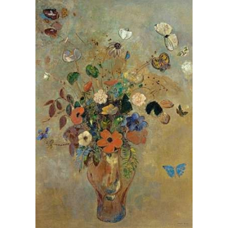 Bouquet of Flowers with Butterflies Poster Print by Odilion Redon Image 1