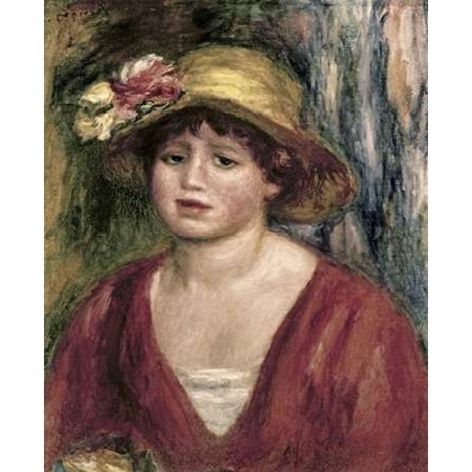 Young Girl In a Red Dress Poster Print by Pierre-Auguste Renoir Image 1