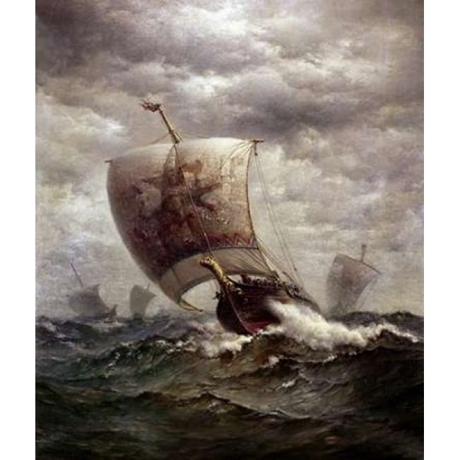 Viking Ships at Sea Poster Print by James Gale Tyler Image 1