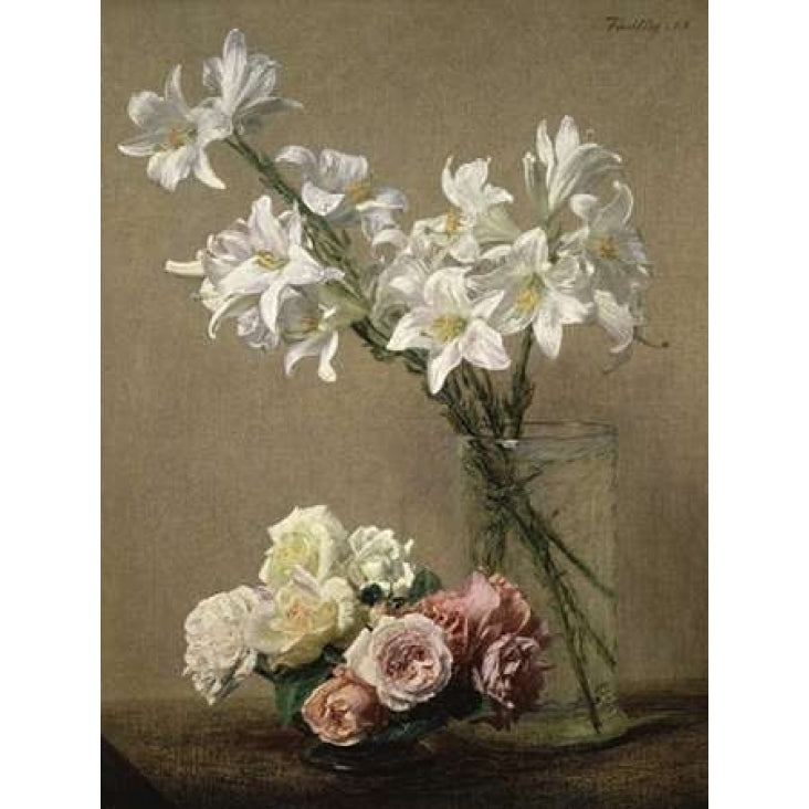 Lilies in a Vase Poster Print by Henri Fantin-Latour Image 1