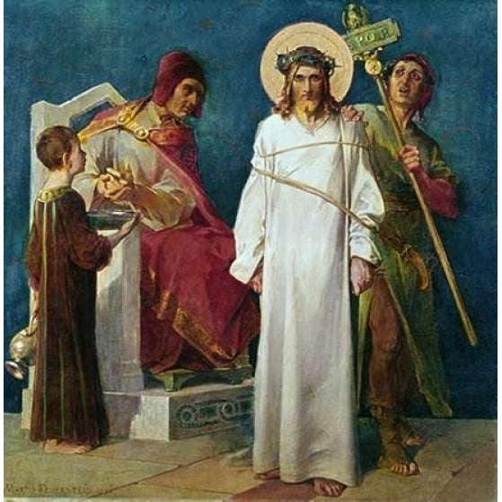 Jesus Holy Christ Condemned to Die - 1st Station of The Cross Poster Print by Martin Feuerstein Image 1