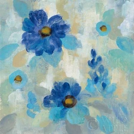 Blue Flowers Whisper II Poster Print by Silvia Vassileva Image 1