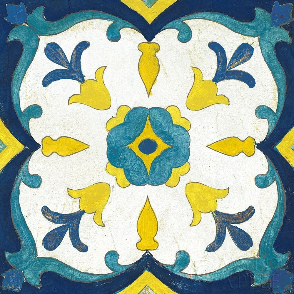 Andalucia Tiles A Blue And Yellow Poster Print by Silvia Vassileva Image 1