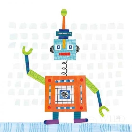 Robot Party III on Squares Poster Print by Melissa Averinos Image 2