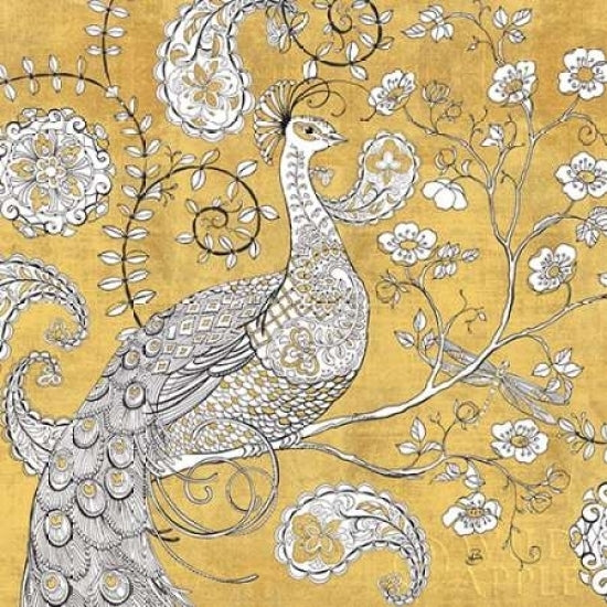 Color my World Ornate Peacock I Gold Poster Print by Daphne Brissonnet Image 2