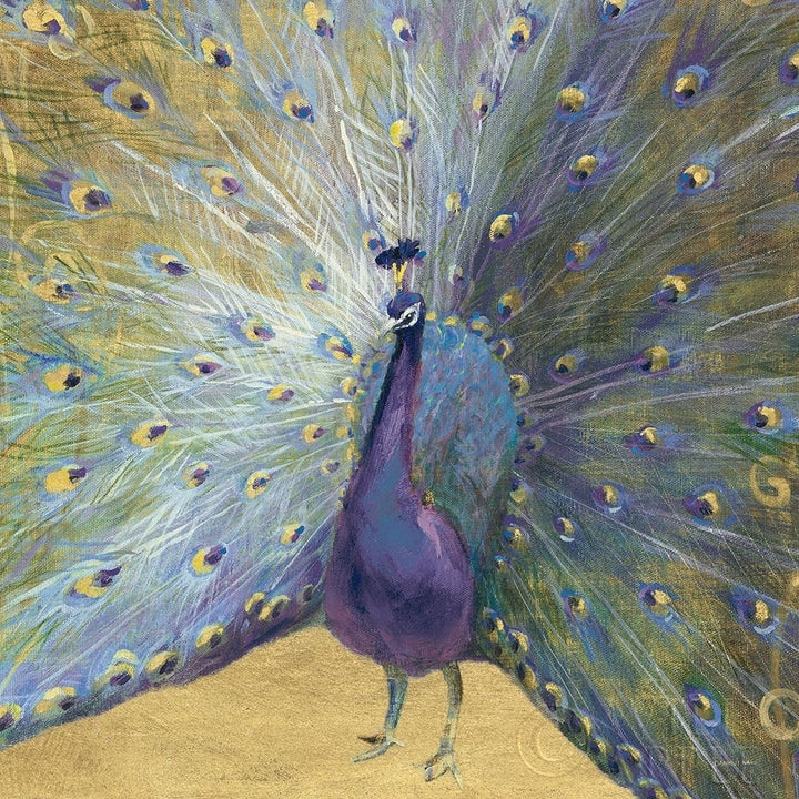 Purple And Gold Peacock Poster Print by Danhui Nai Image 1