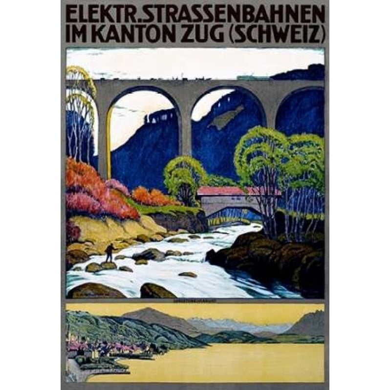 Elekktr Strassenbahnen im Kanton Zug Poster Print by Ernst Emil Schlatter Image 1