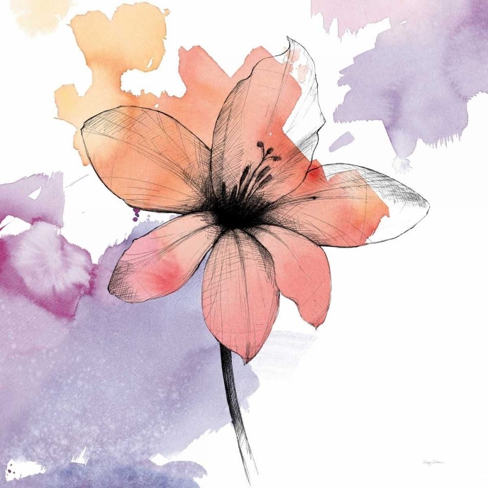 Watercolor Graphite Flower II Poster Print by Avery Tillmon Image 1