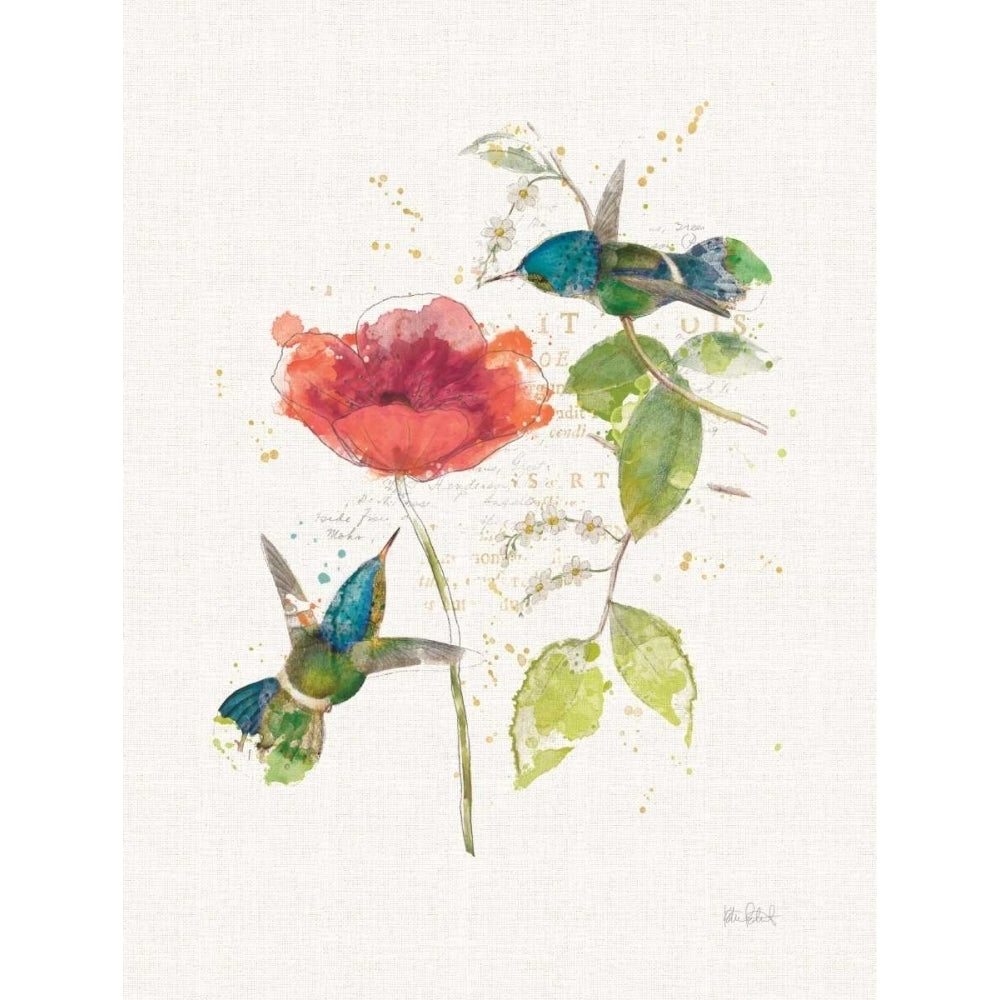 Teal Hummingbirds II Flower Poster Print by Katie Pertiet Image 2