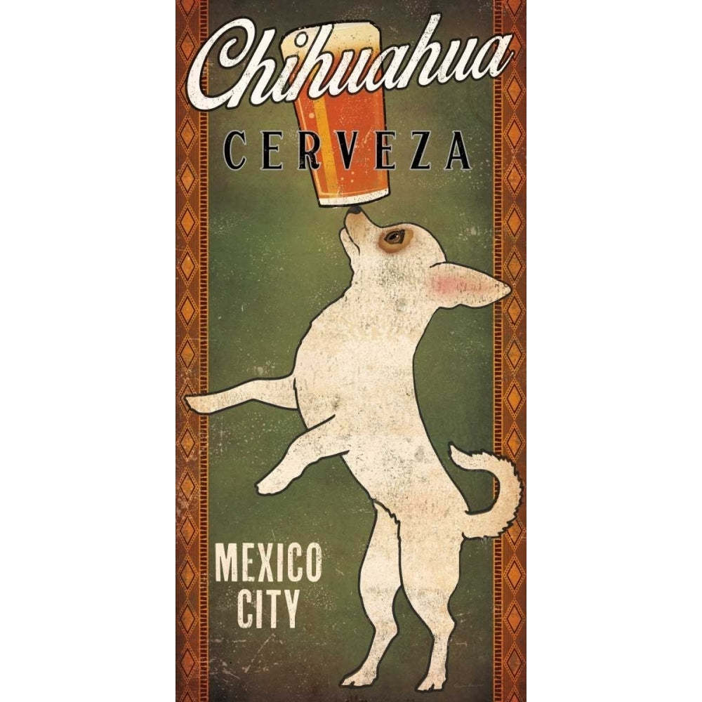 White Chihuahua on Green Poster Print by Ryan Fowler Image 1