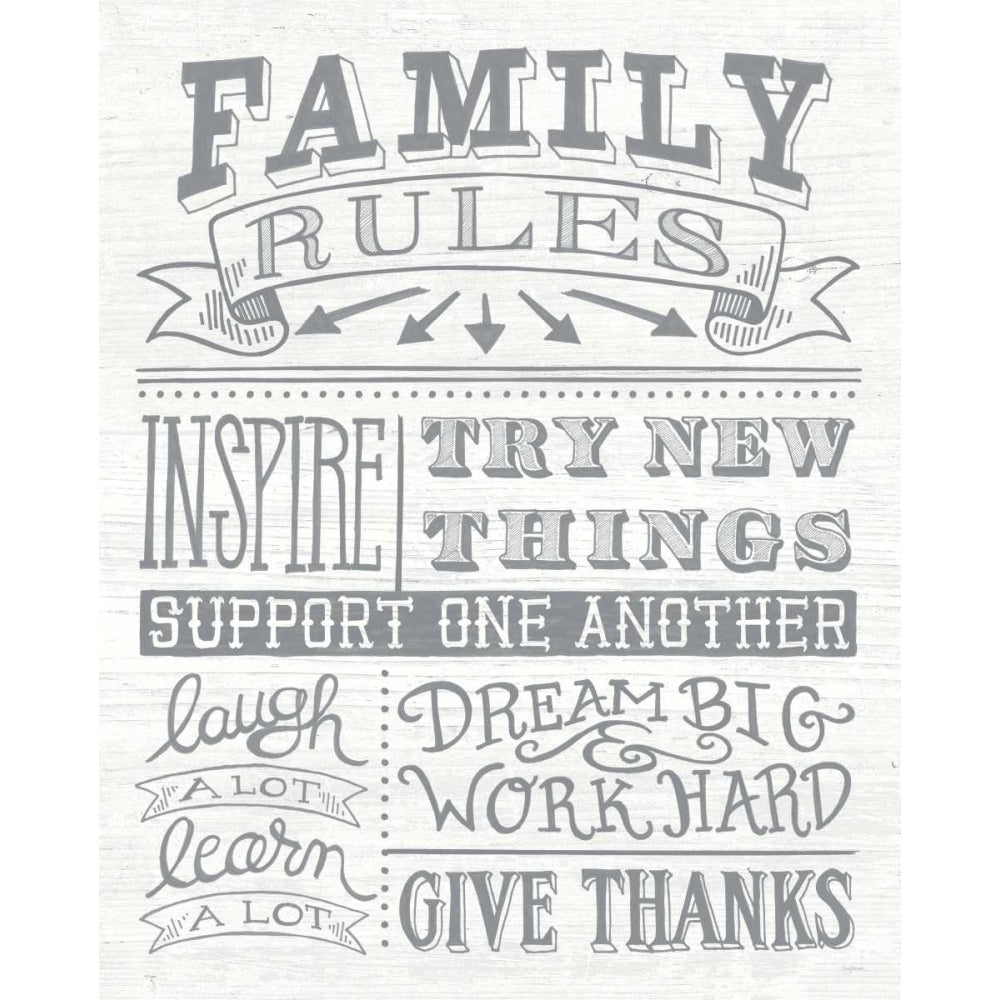 Family Rules II Gray Words Poster Print by Mary Urban Image 2