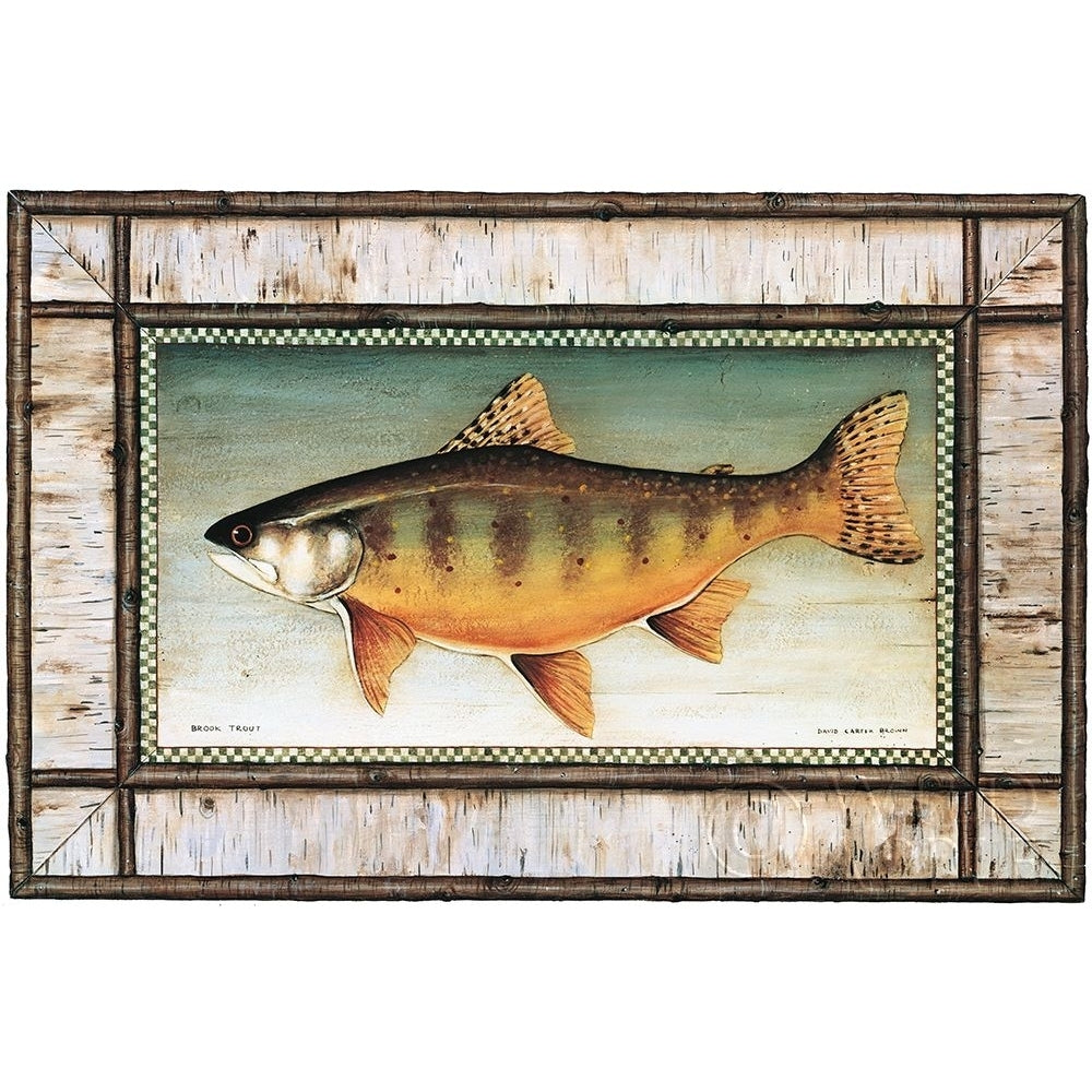 Brook Trout Birch Border Poster Print by David Carter Brown Image 1