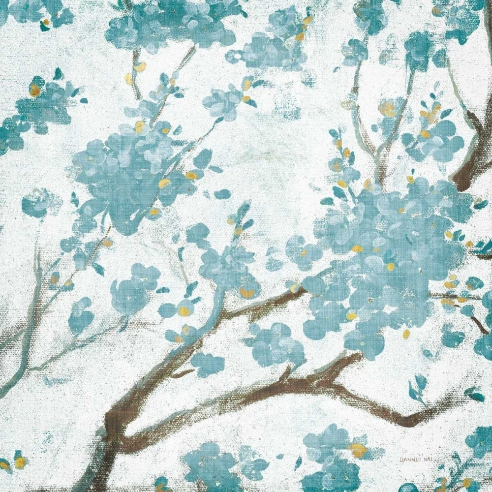 Teal Cherry Blossoms I on Cream Aged no Bird Poster Print by Danhui Nai Image 2