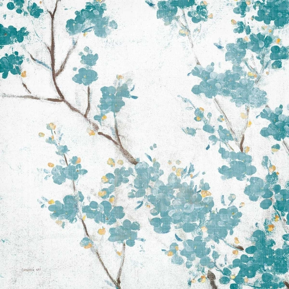 Teal Cherry Blossoms II on Cream Aged no Bird Poster Print by Danhui Nai Image 1