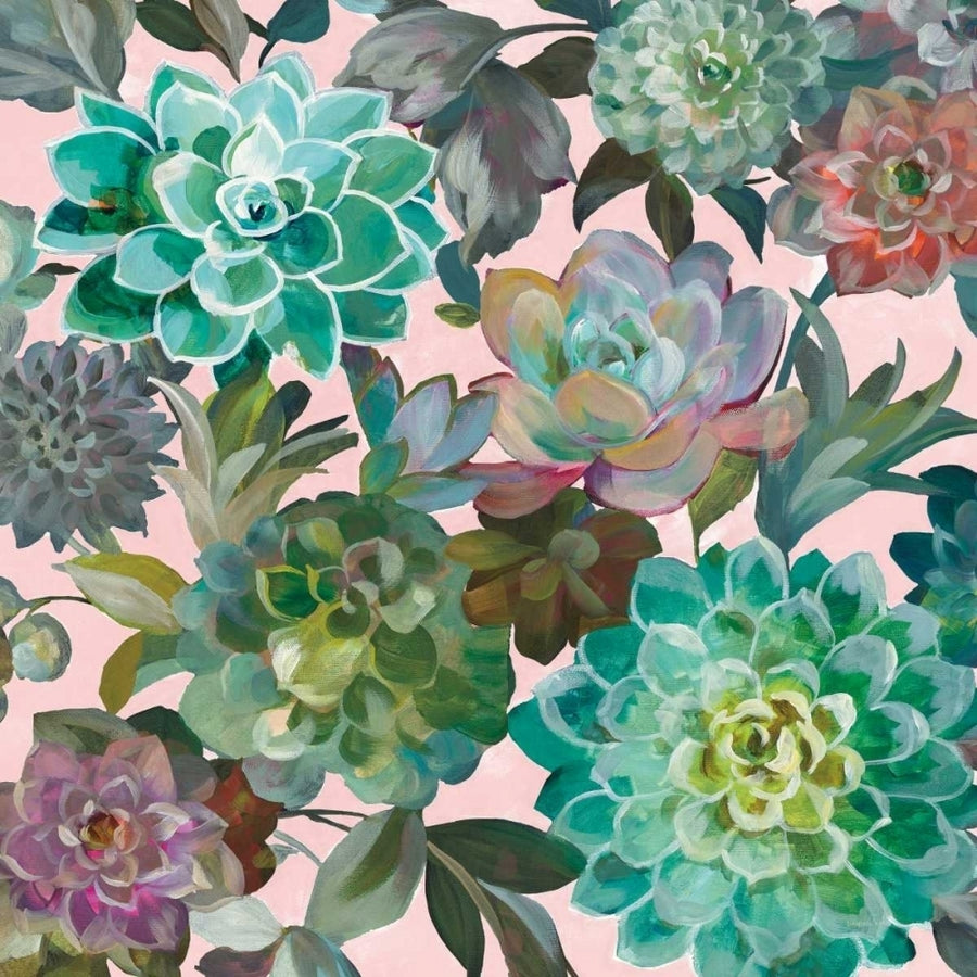 Floral Succulents v2 Crop on Pink Poster Print by Danhui Nai Image 1