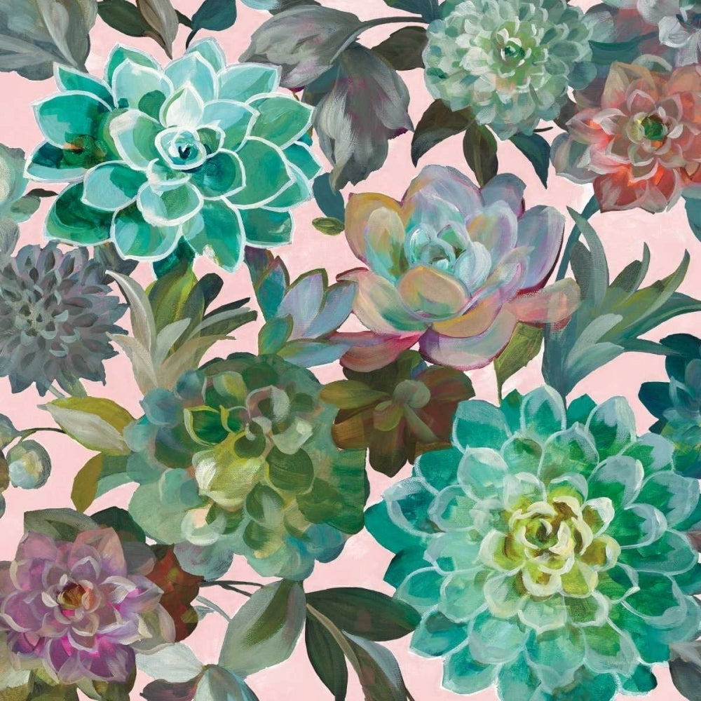 Floral Succulents v2 Crop on Pink Poster Print by Danhui Nai Image 2