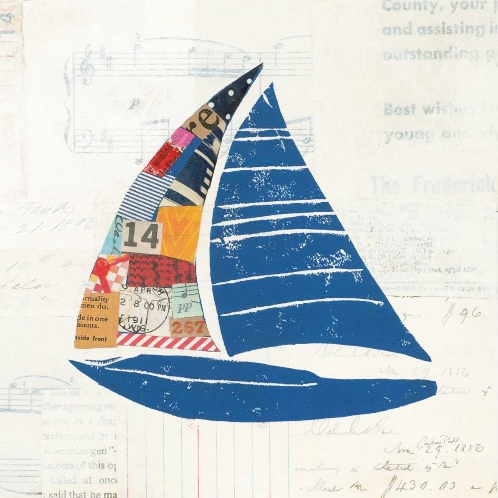 Nautical Collage IV on Newsprint Poster Print by Courtney Prahl Image 1