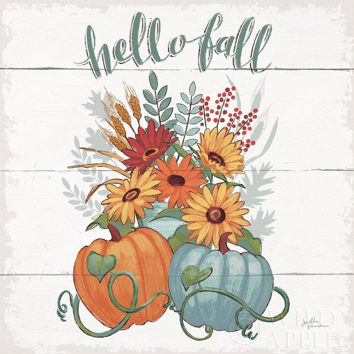 Fall Fun Ii - Gray And Blue Pumpkin Poster Print by Janelle Penner Image 2