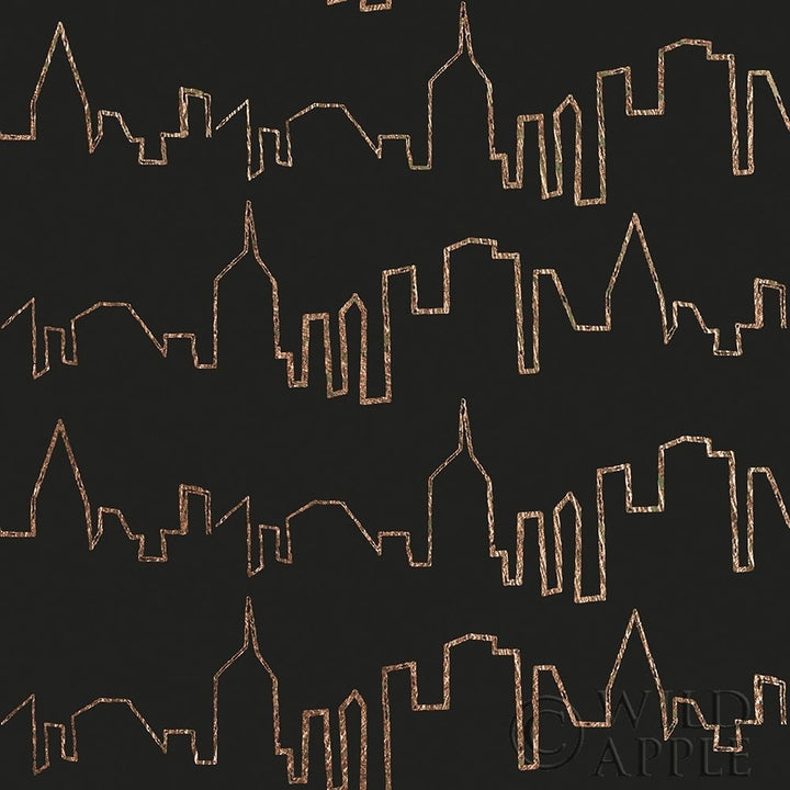 Ny Chic Skyline Gold On Black Poster Print by Marco Fabiano Image 1