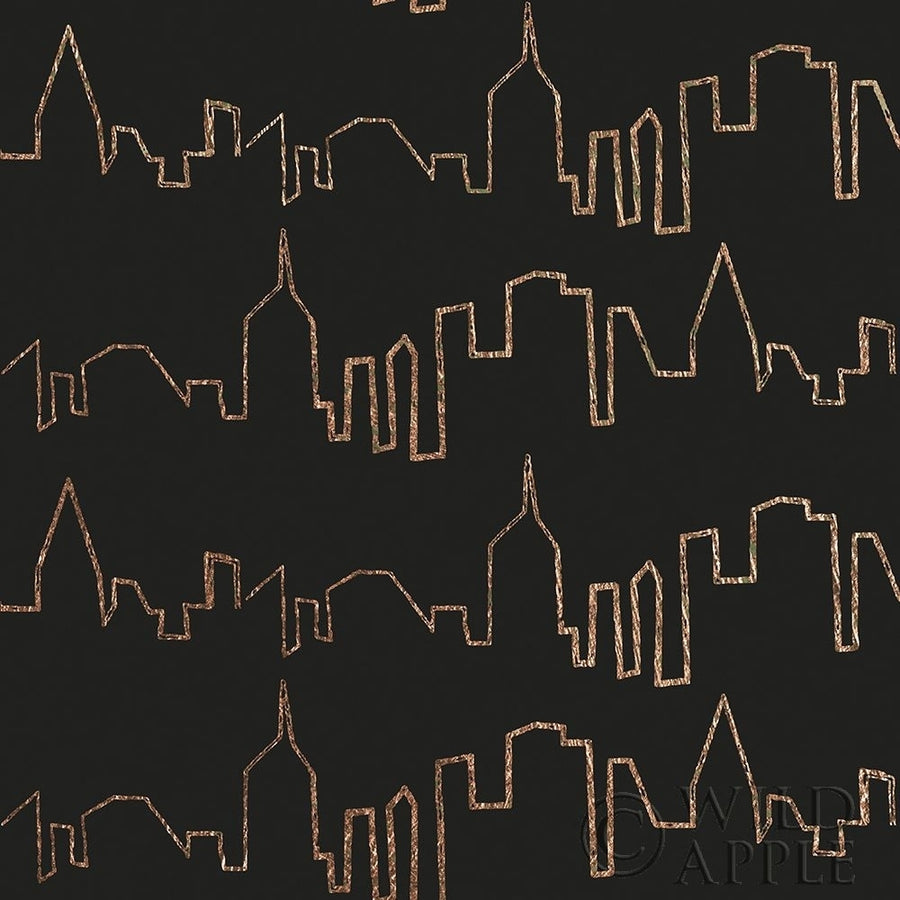 Ny Chic Skyline Gold On Black Poster Print by Marco Fabiano Image 1