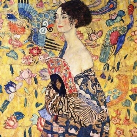 Lady With Fan Poster Print by Gustav Klimt Image 1