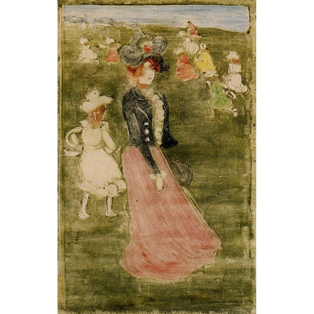 Lady In Pink Skirt Poster Print by Maurice Brazil Prendergast Image 1