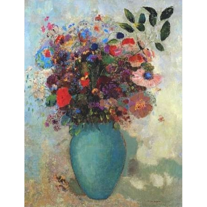 Flowers In A Turquoise Vase Poster Print by Odilion Redon Image 2