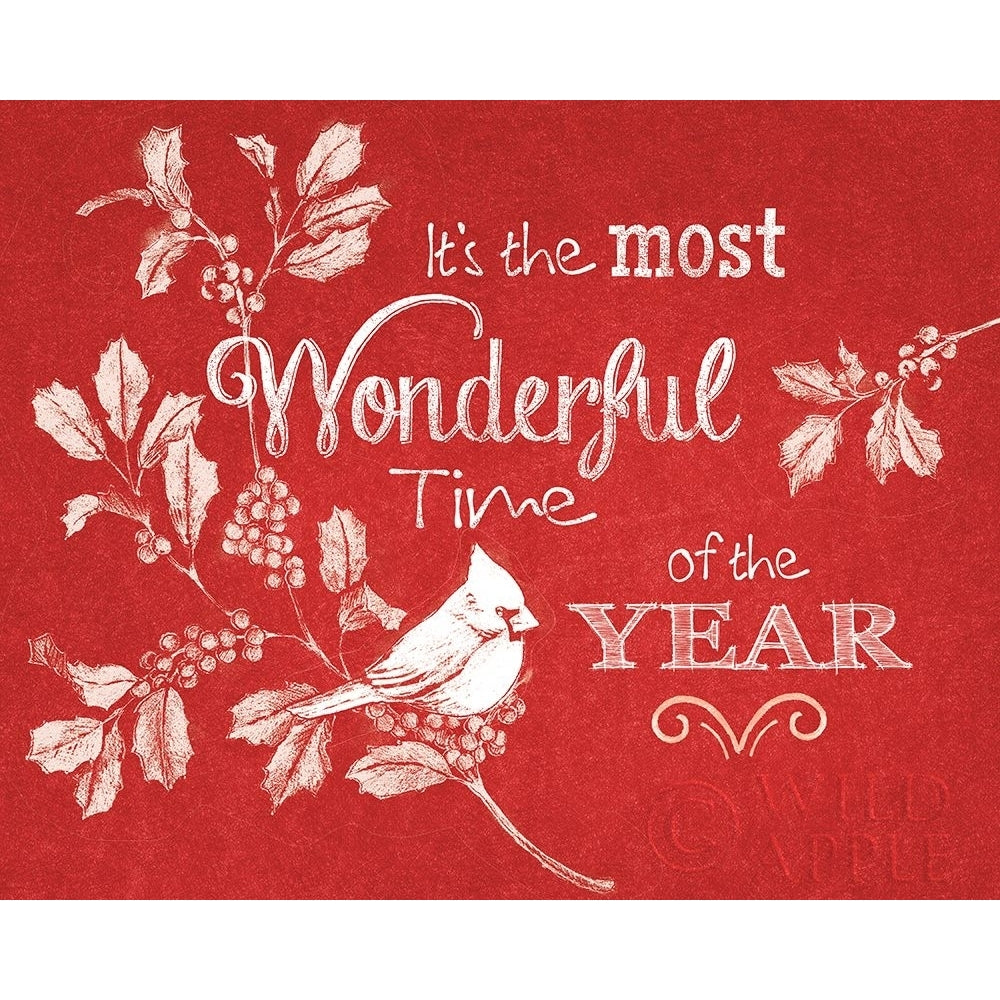 Chalkboard Christmas Sayings Vi On Red Poster Print by Beth Grove Image 2